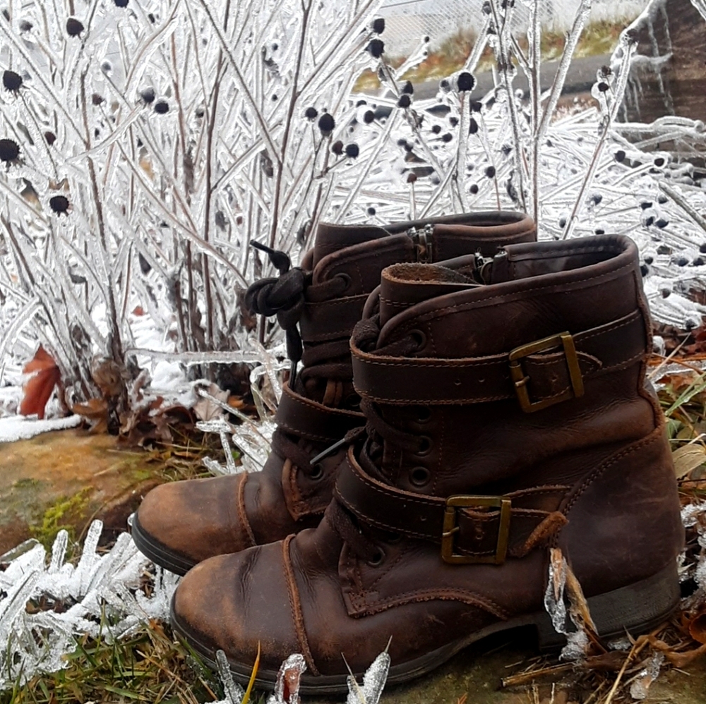 Distressed Dolce Vita Leather Combat Booties